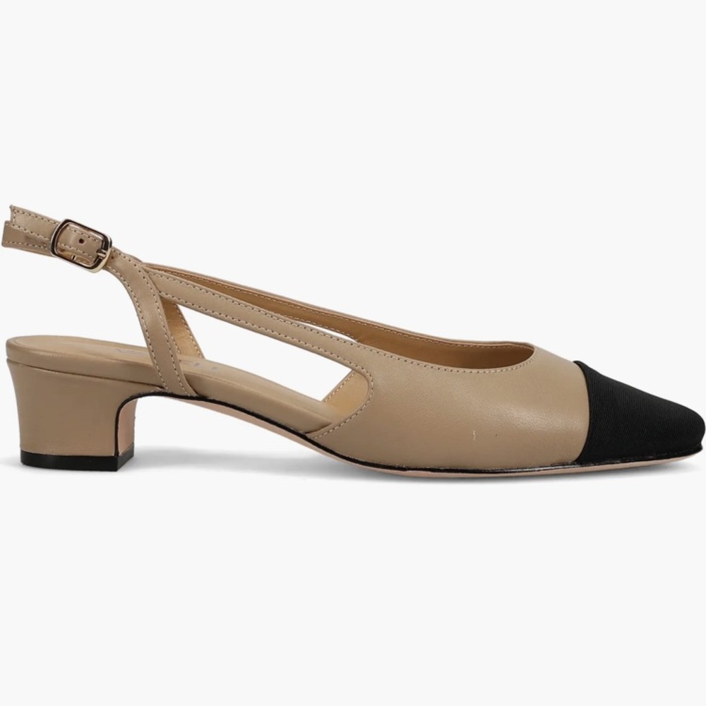 Vaneli Aliz Two-Tone Tan and Black Slingback Heels Size 7 - Picture 7 of 15